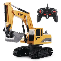 Jouet pelleteuse RC 2.4Ghz, 6 canaux, 1:24 RC, alliage de voiture et pelle en plastique, cadeaux d'anniversaire pour enfants, jeu de plein air pour garçons 
