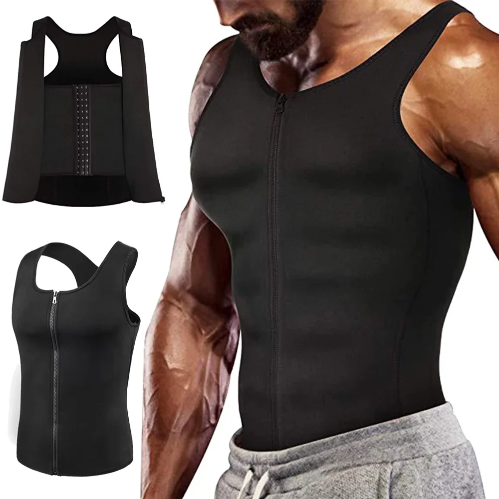 Men Waist Trainer Slimming Vest Sauna Sweat Compression Belly Workout Fat Burning Body Shaper Weight Loss Tank Tops Shapewear