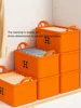 Simple Orange Desktop Fabric Storage Basket Home Toy Makeup Fabric Storage Basket Foldable With Handles Letter Storage Organizer 6