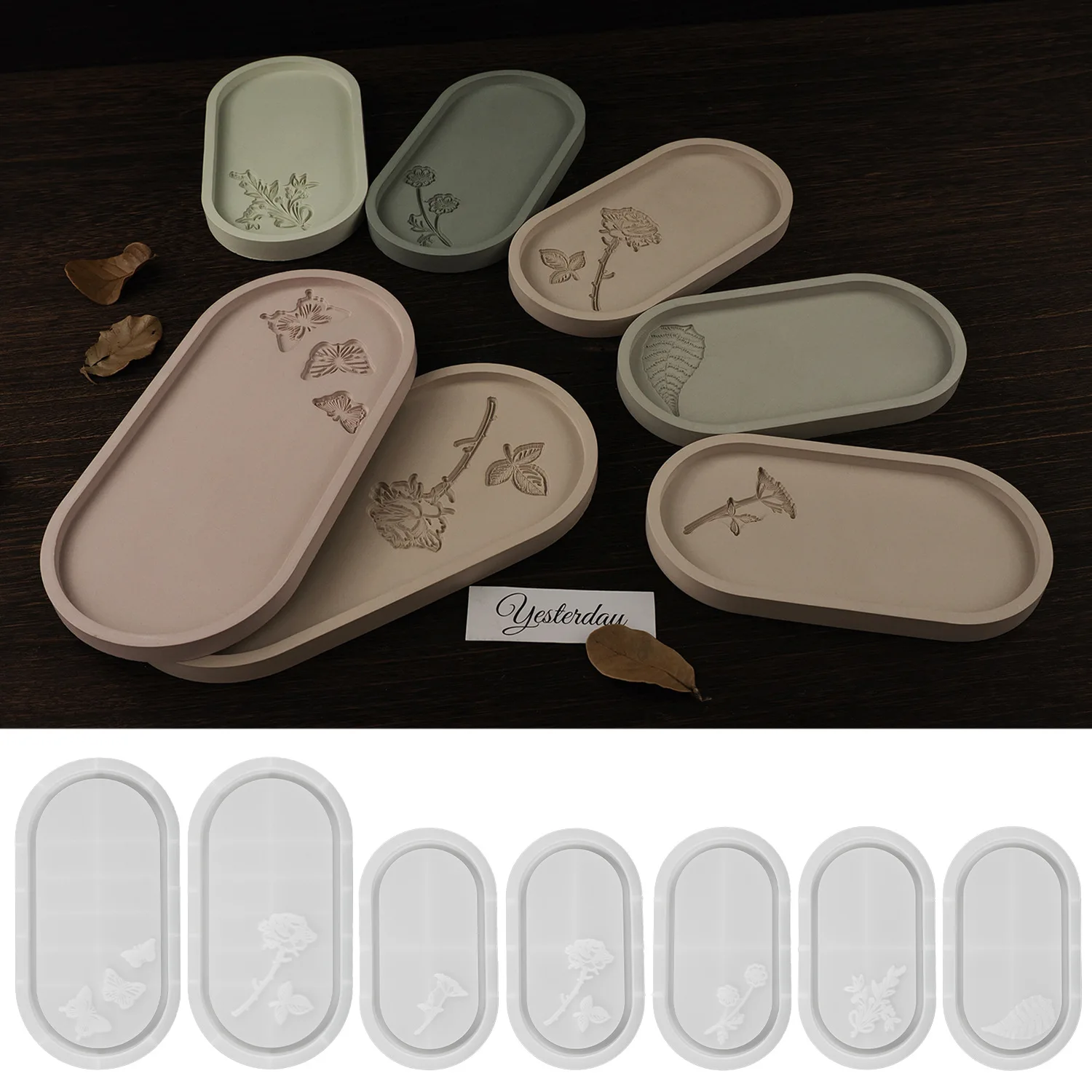 Silicone Mold DIY Silicone Tray Mold Coaster Epoxy Resin Polygon Oval Desktop Storage Cup Mat
