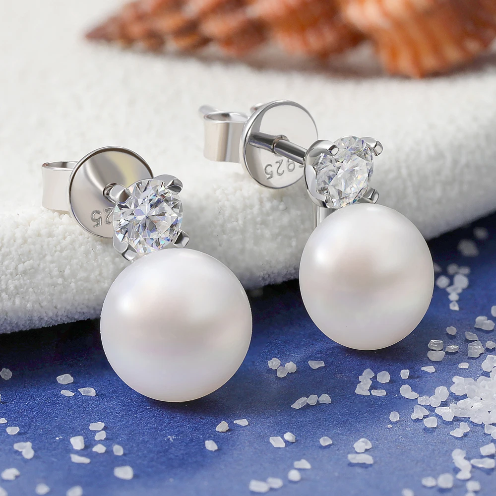 Stud Earrings Freshwater Pearl Drop Earrings Silver Lido