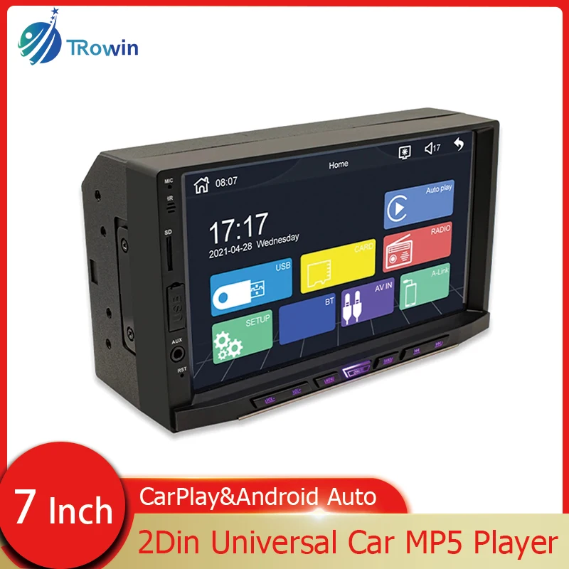 

7 Inch Car Multimedia player 2Din MP5 Carplay IOS Android Auto Stereo Mirror Link HD USB TF Touch Screen Reversing Camera