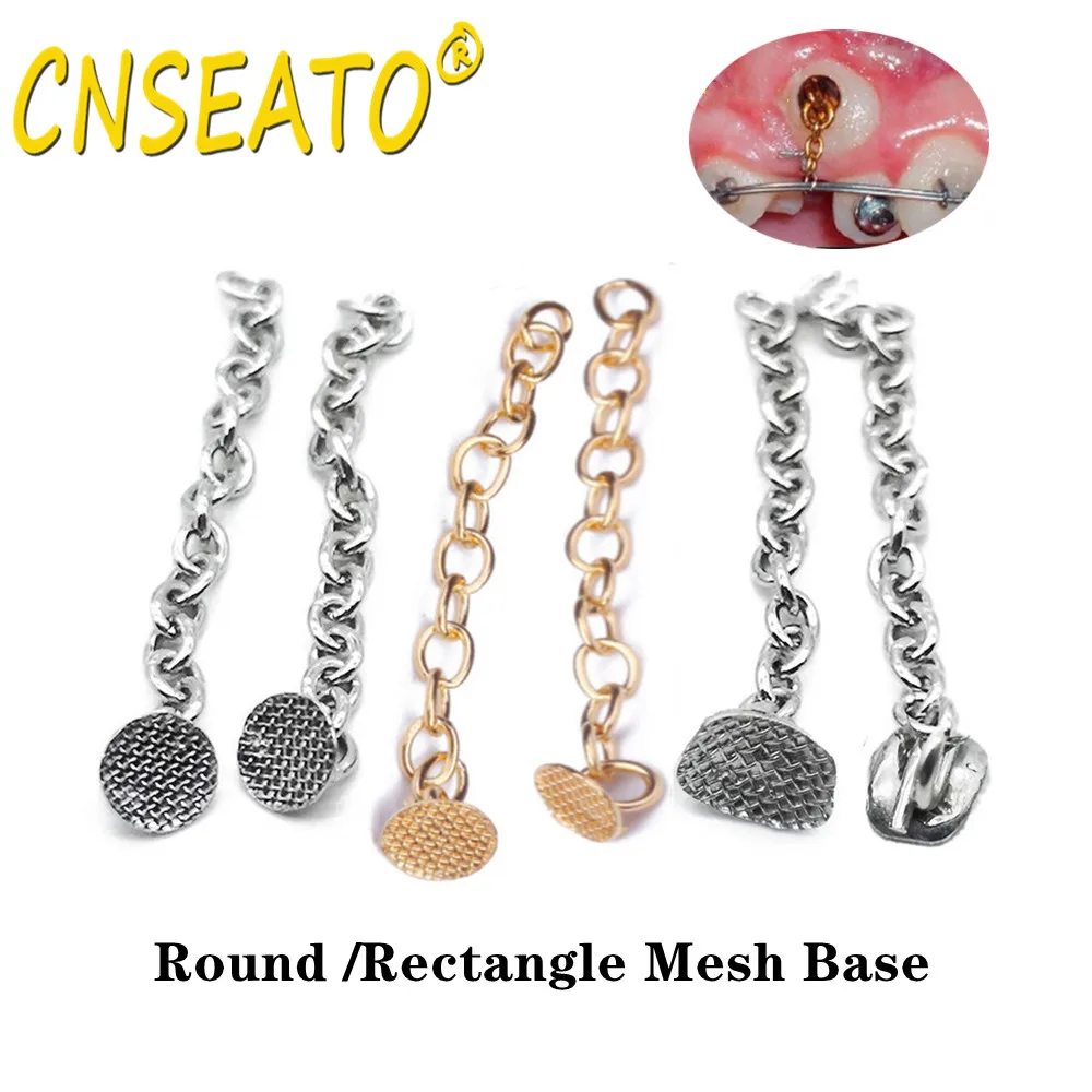 

2Pcs Dental Orthodontic Lingual Traction Button Chain Retangular Round Base Dentistry Archwire Acessorios Silver Gold Appliance