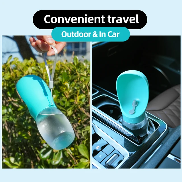 Traveling Dog Water Bottle Portable Drinking Water Bowl Press Bottom Puppy Pet Outside 300-400ML Feeding Bottle with Strip 6