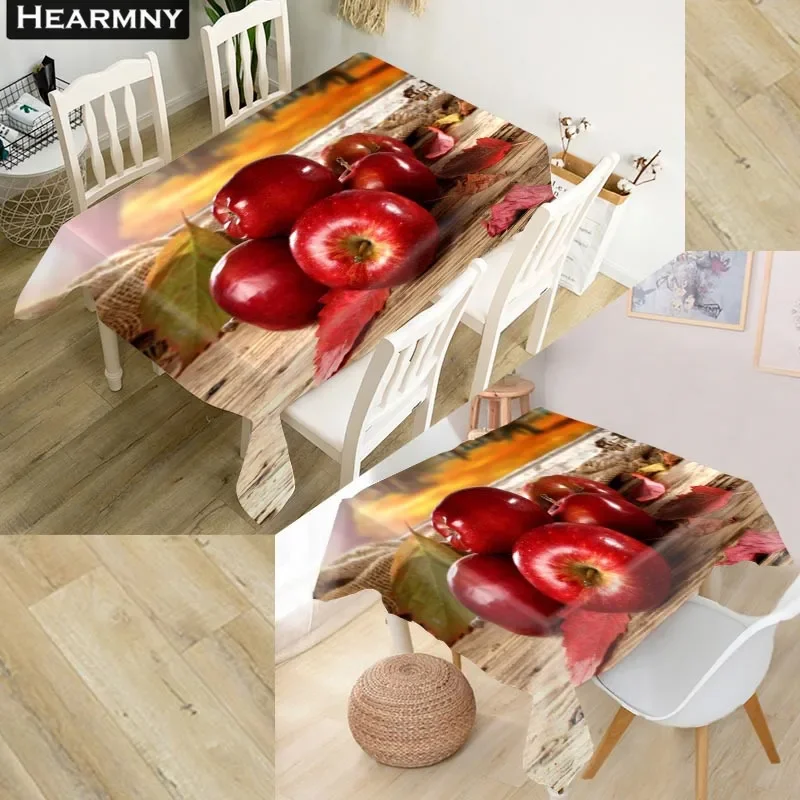 

Индивидуальные 3D скатерть Яблоко Фрукты Оксфорд ткань Пыленепроницаемая прямоугольная крышка стола для вечерние украшения дома 100X140cm140X140cm