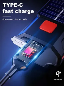 ضوء دراجة بالطاقة الشمسية مع القرن 120dB TYPE-C قابلة للشحن دراجة الطريق الجبلية الجبهة مصباح يدوي إضاءة دراجة هوائية 1200 mah - Image 2