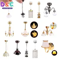 1:12/1:6 Scale Dollhouse Accessories Miniature LED Wall Sconce Lamp, Dollhouse Table Lamp, Battery Operated With ON/OFF Switch 1