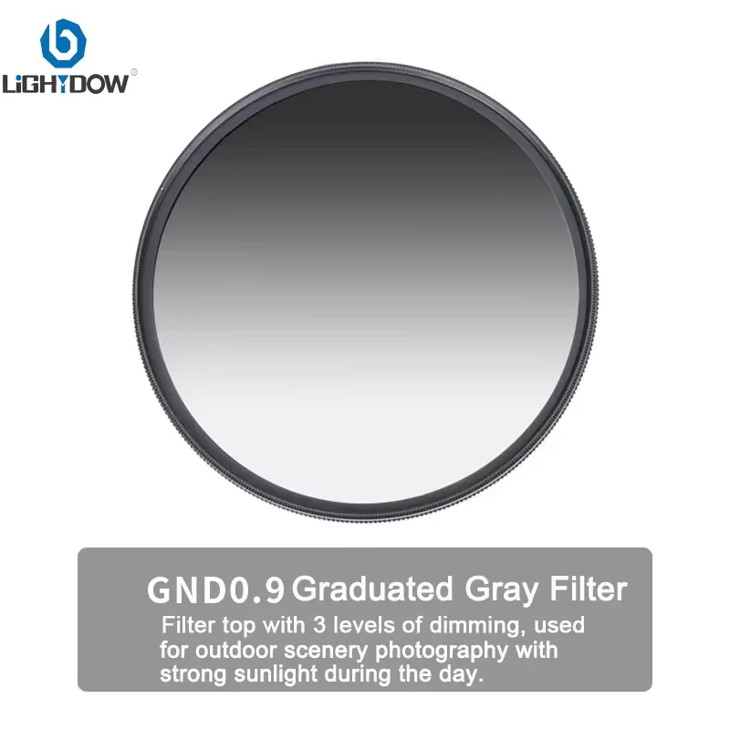 Lightdow GND 0.9 Neutral Density Graduated Gray Lens Filter 49mm 52mm 55 58 62 67 72 77mm 82mm Canon Sony Nikon Camera Lens