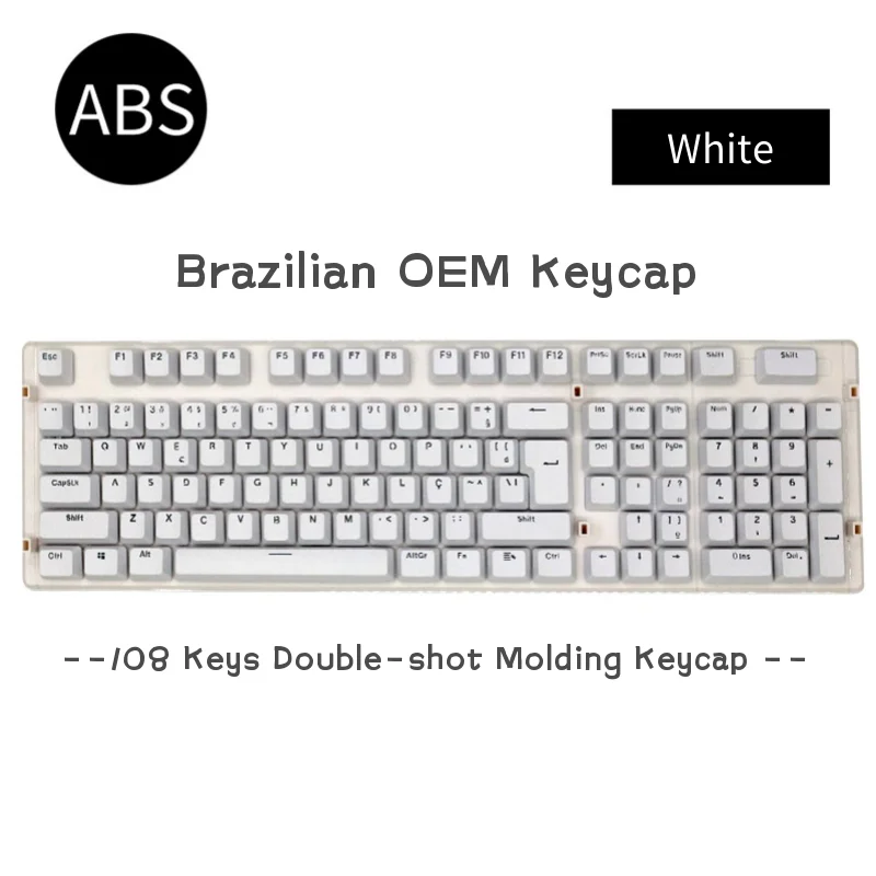 Backlit Minimalismo Key Caps 108 Chaves Abs Keycaps Brasileiros 108 Chaves Perfil Oem Teclado Mecânico Tiro Duplo - Imagem 5