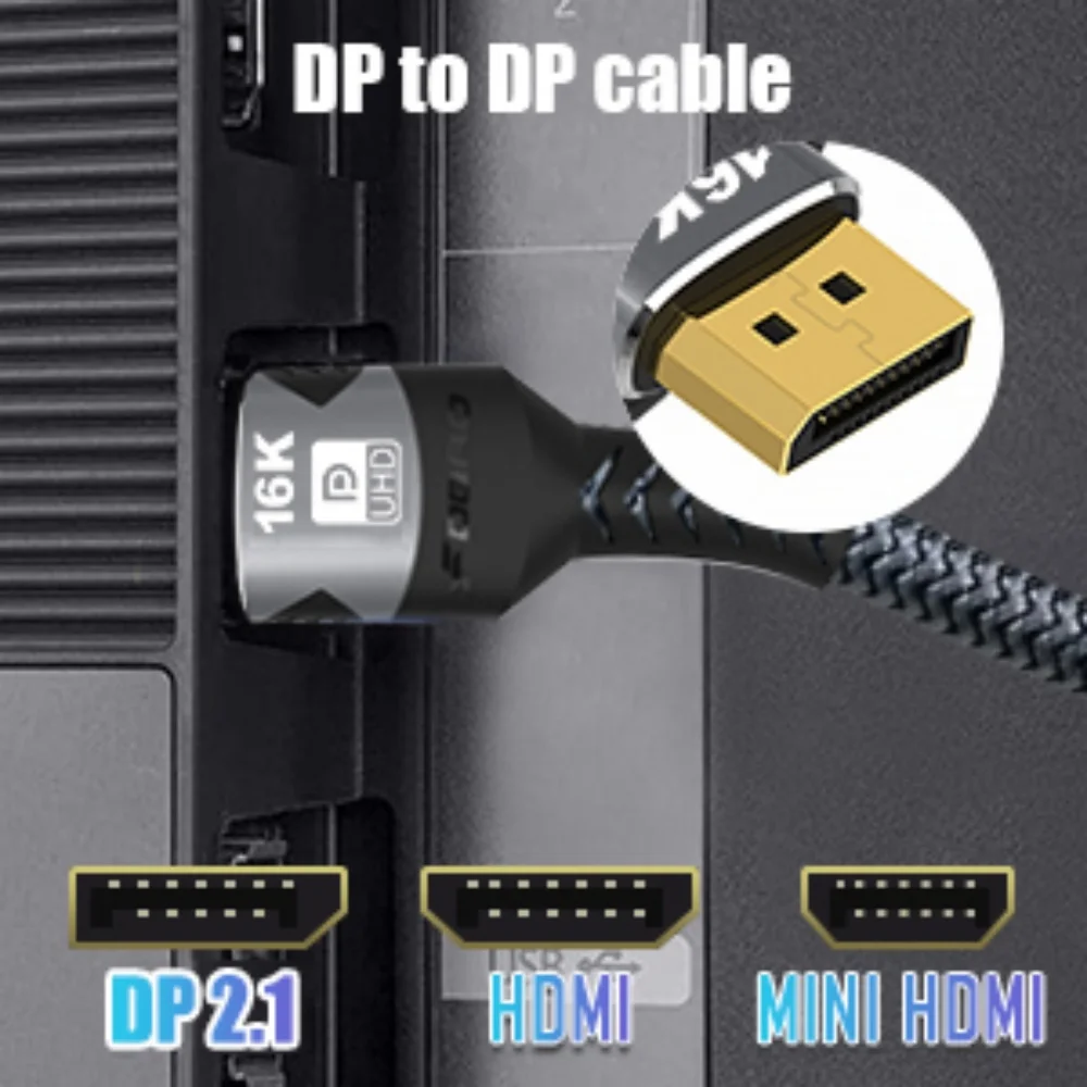 Ultra High-Speed DisplayPort Cable with 16K HDR Support