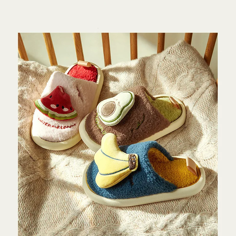 

Parent-child Cotton Home Slippers Boys' Girls' Thickened Detachable Non Slip Warm Baby Slippers Women's Fur Home Slippers