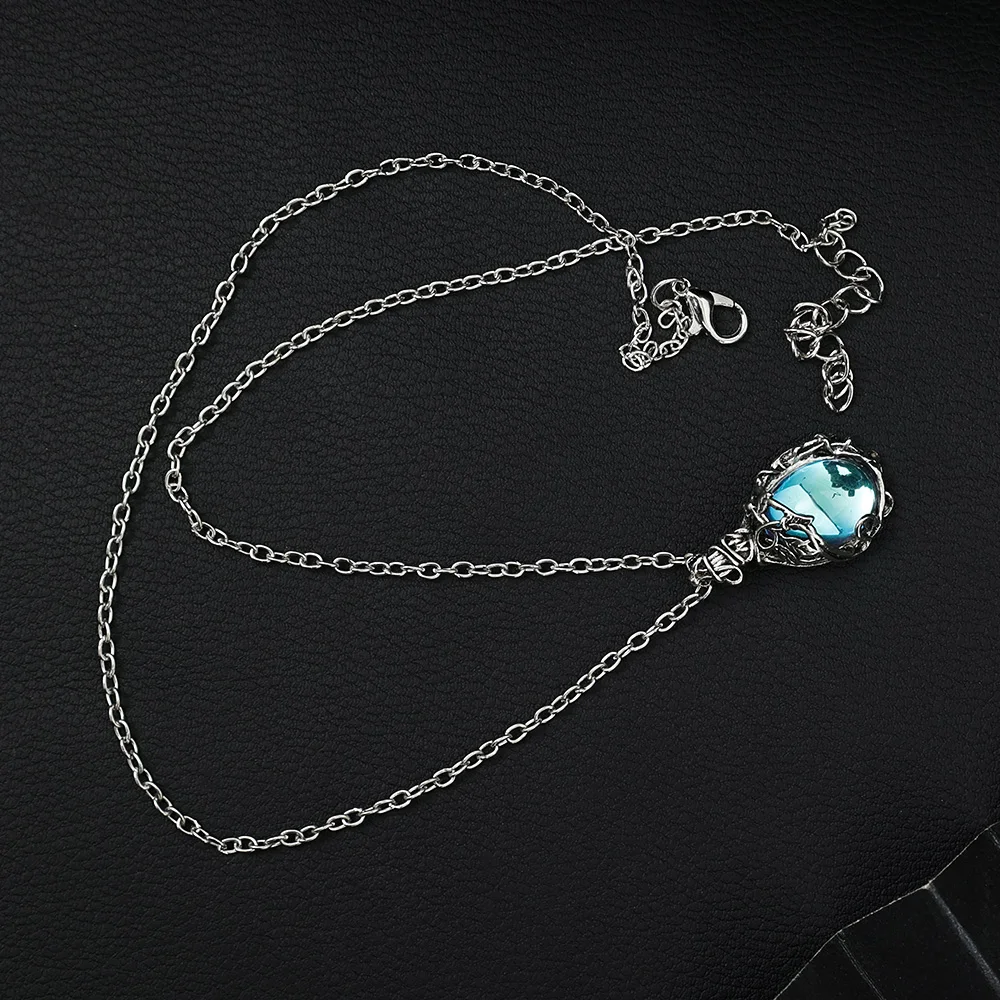 Water Crystal Gemstone Pendant Necklace Artificial Gems Vintage Alloy Rattan Women Necklaces Girls Waterdrop Stone Necklace