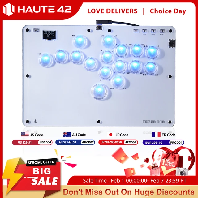 Haute42 Joystick Arcade Hitbox Controller Button Rim leverless Arcade Stick Controller For PC/ Ps4 / ps5/Steam Fightstick Arcade