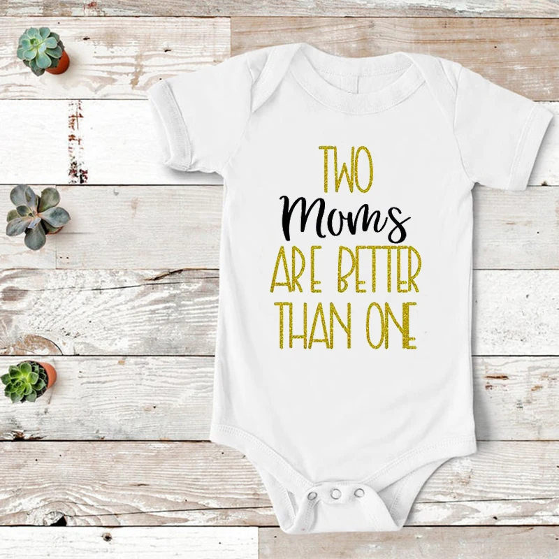 

Two Moms Matching Family Outfits Two Mom's Are Better Than One Mommy and Me Clothes Baby Shower Gift 2020 T-Shirts
