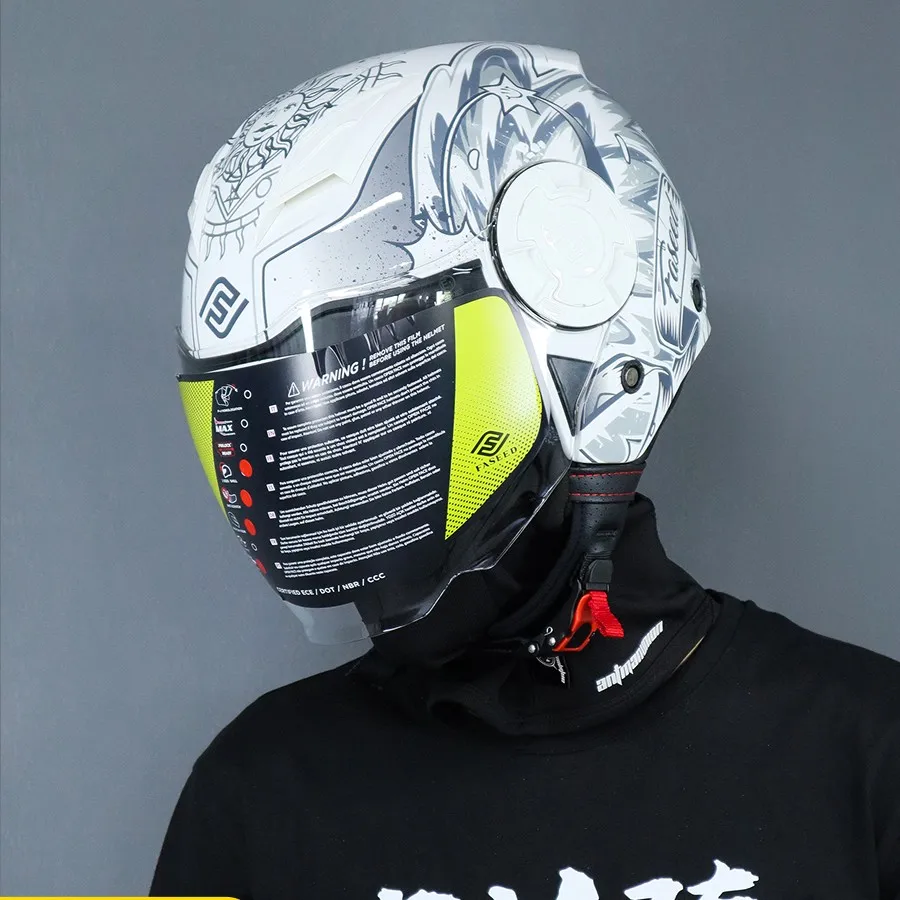 thumbnail image 1 of FASEED-729 Casco de motocicleta de doble lente para scooter, locomotora eléctrica 3C para hombres y mujeres que viajan en verano en las cuatro estaciones., 1 of 5