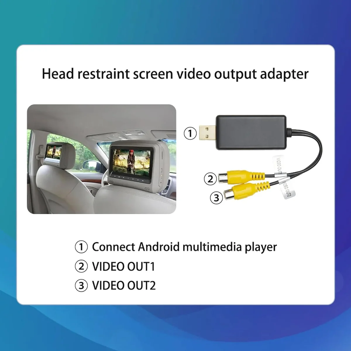 USB to CVBS RCA Video Output Adapter Box Interface Connect to Monitor Display Device for Android Radio Multimedia — view 2