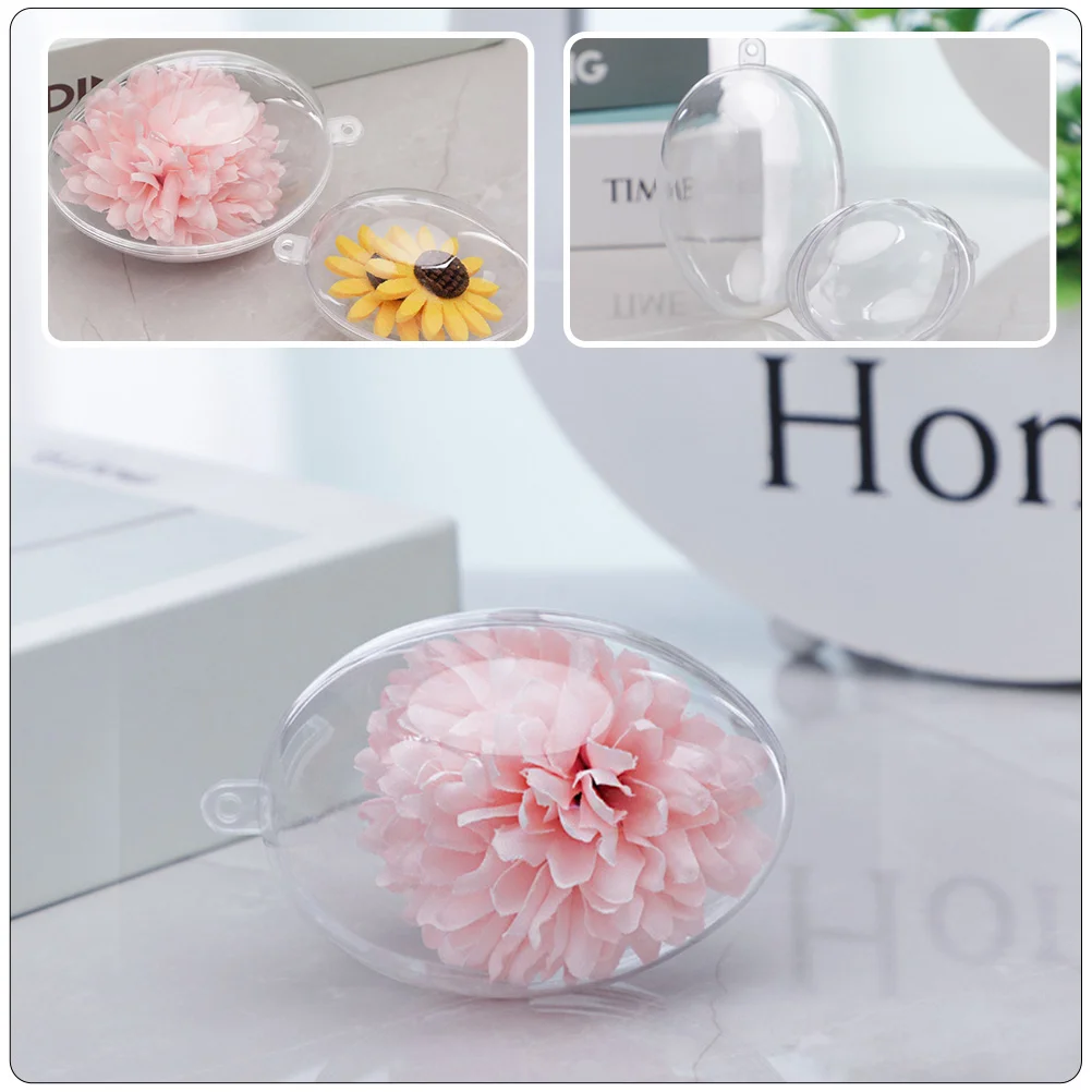 10 Pcs Egg Decoration Box Clear Fillable Ball Transparent Pendants Easter Party Supply Plastic 2