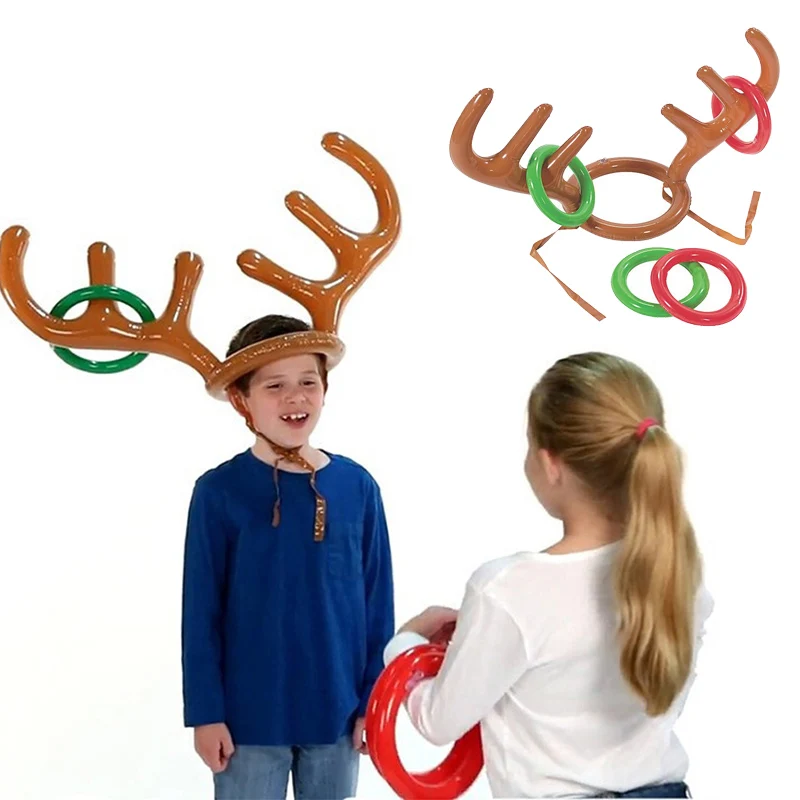 DIY-子供のための創造的なクリスマスのおもちゃ,膨脹可能なゲーム,面白い,トナカイ,帽子,リング,出生前,新年,屋外のおもちゃ