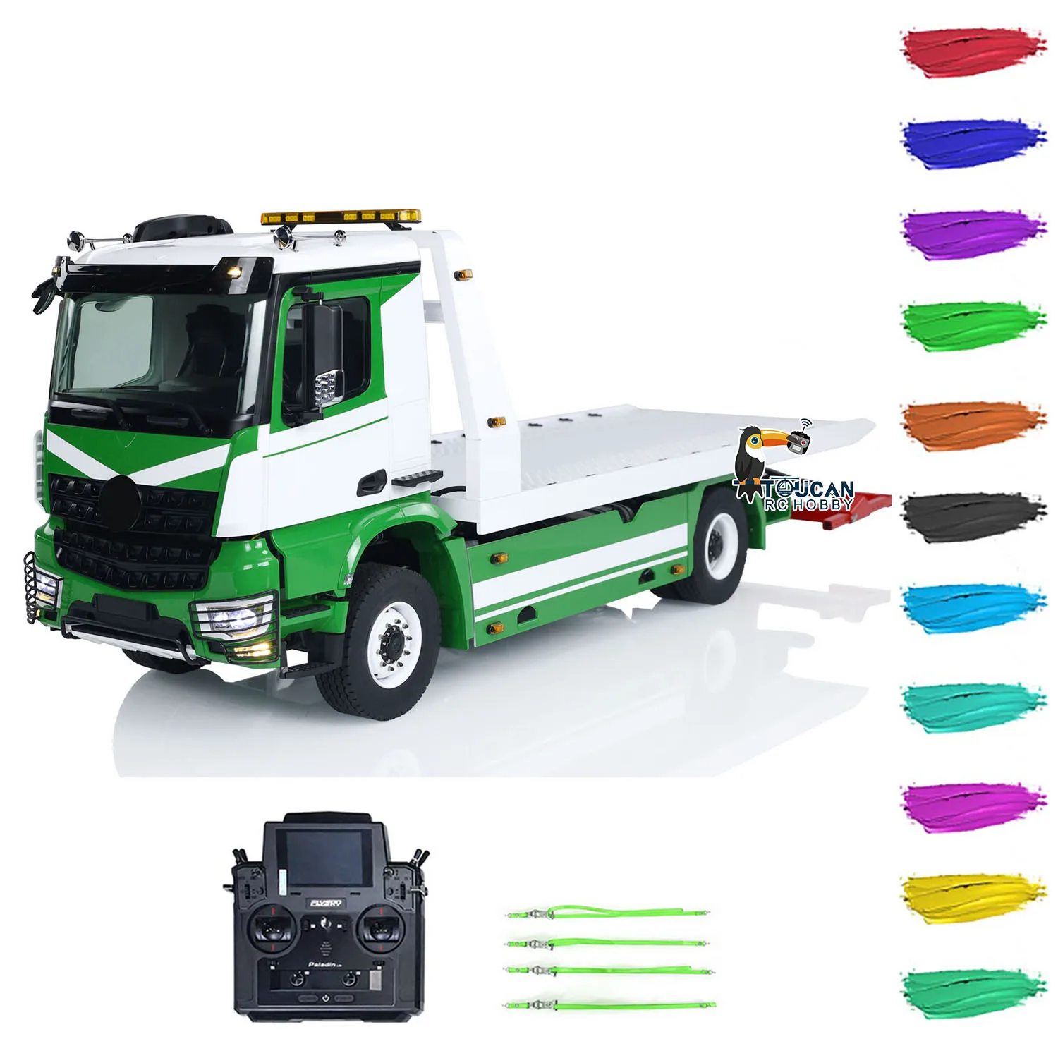1:14 4X4 JDM RC Hydraulic Tow Truck Remote Control Flatbed Wrecker DIY Painted Car Vehicle Light Sound PL18 Radio Model Toys 2
