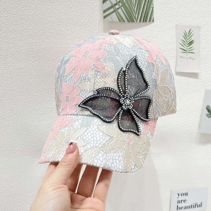 Heißer Verkauf Mode Frauen Kappe Schmetterling Blume Anhänger Baseball Kappe Weibliche Außen Einstellbare Streetwear Sommer Trucker Hut – Detail 6