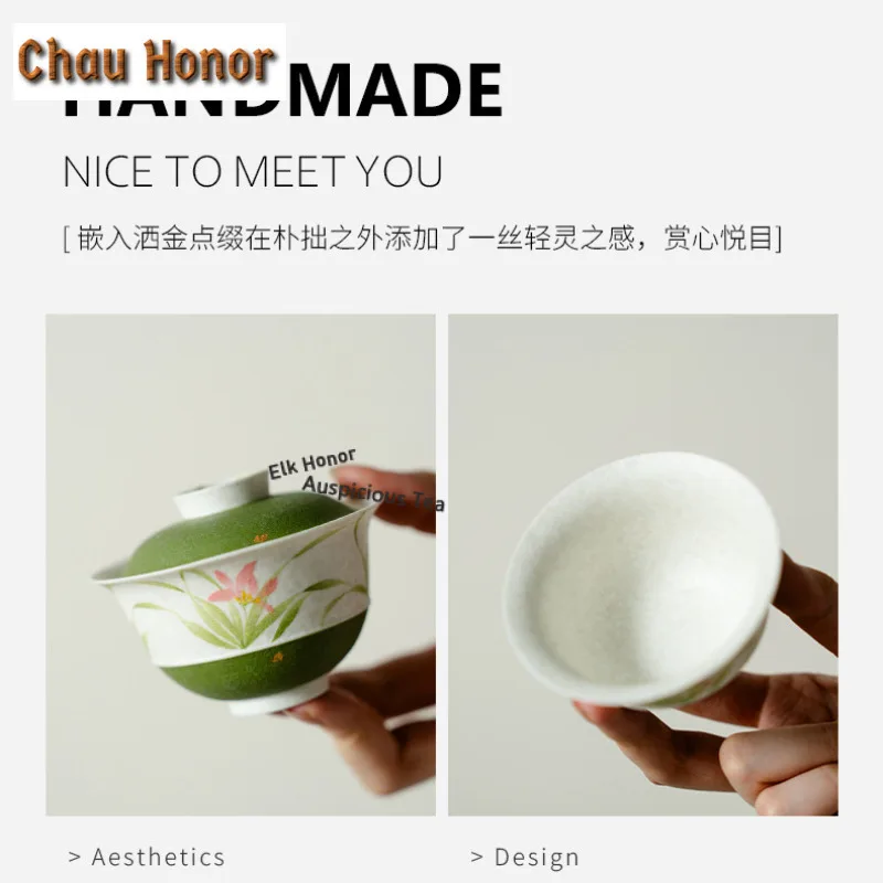 Green Oranges Sprinkled Gold Travel Tea Set Kit Retro 1 Pot 1 Cups Tea Maker Organizer Portable Outdoor Stock Bags Decoration