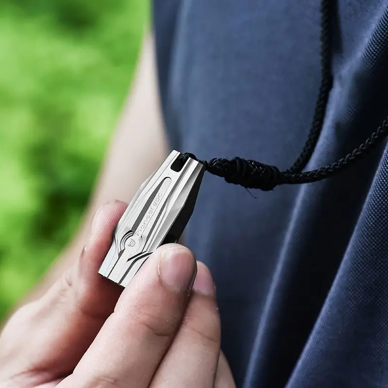 Titanium Alloy High Decibel Double Tube Whistle Outdoor Camping Survival Portable Multifunctional EDC Whistle Survival Equipment
