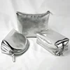 New Fashion Silver Soft Leather Clutch Cosmetic Bag Travel Portable Bathroom Organizer Storage Makeup Bag Toilet Bag Pouch 1