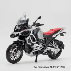 1:12 Alloy Diecast Toy Motorcycle with Light and Shock Absorption - Miniature Motorbike Boys Gift (R1250GS Silvery)