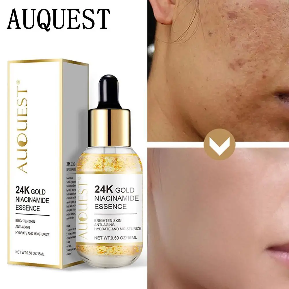 24K Gold Serum Niacinamide Serum Hyaluronic Acid For Face Dark Spot Remover Whitening Moisturizing Face Skin Care 15ml