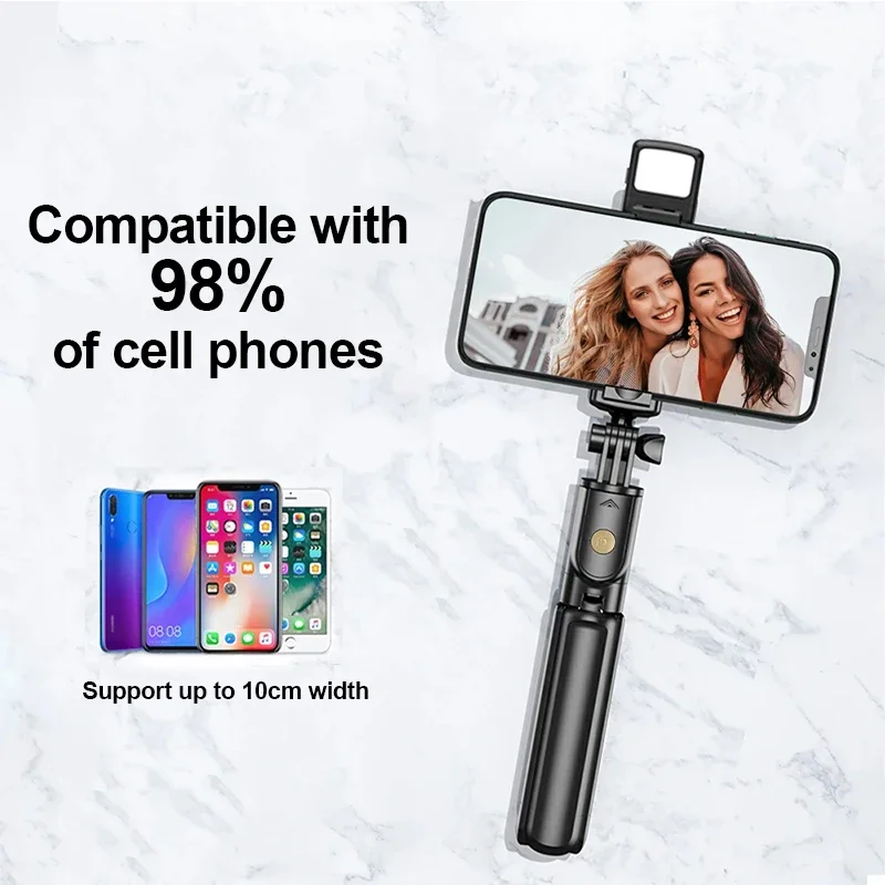 Bluetooth Wireless Selfie Tripod 3In1 Bluetooth Wireless Selfie Tripod With Fill Light Shutter Remote Control Portable Foldable Monopod For iPhone Smart Phone