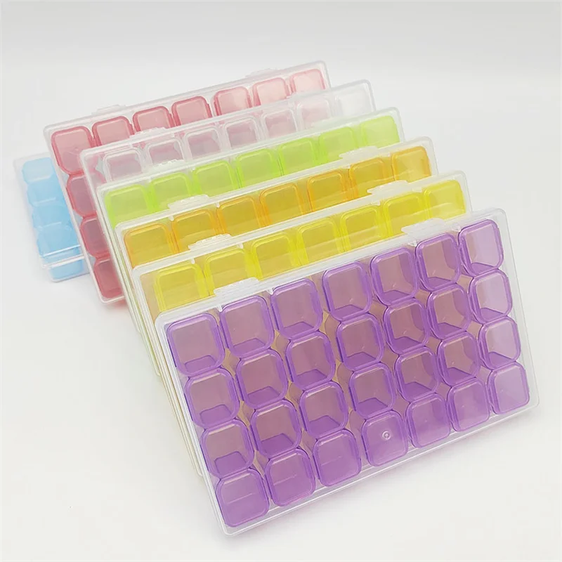 Stud Earrings Accessories Box 28 Grid Boxes Desktop Storage Box Separate Open Cover Storage Simple Plastic Boxes Girl Jewelry luxury jewelry storage box organizer for girl transparent plastic jewelry storage box large capacity 360 earrings display gift