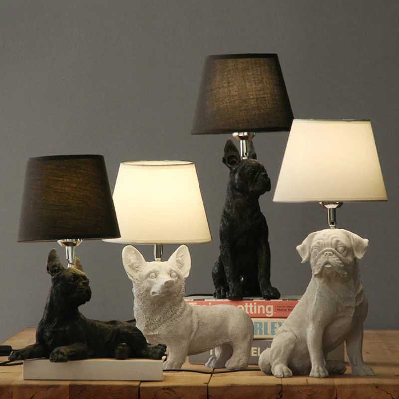 Dänischen Designer Tisch Lampe Harz Haustier Hund Tisch Lampen Für  Wohnzimmer Schlafzimmer Studie Schreibtisch Nordic Wohnkultur Licht E27  nacht Lampe