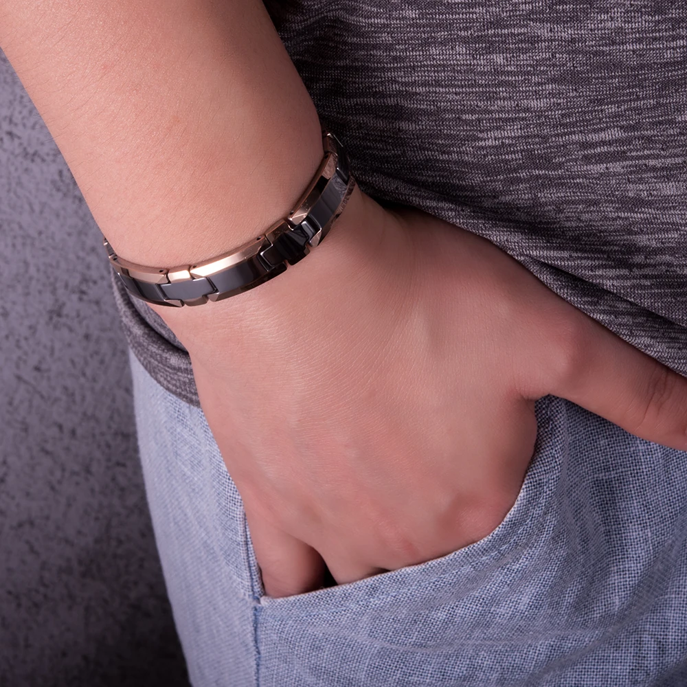 Ikuinen Fashion Tungsten Bracelet For Men Women Anti-scratch Health Energy Bracelet Hematite Magnetic Bracelet Men Jewelry