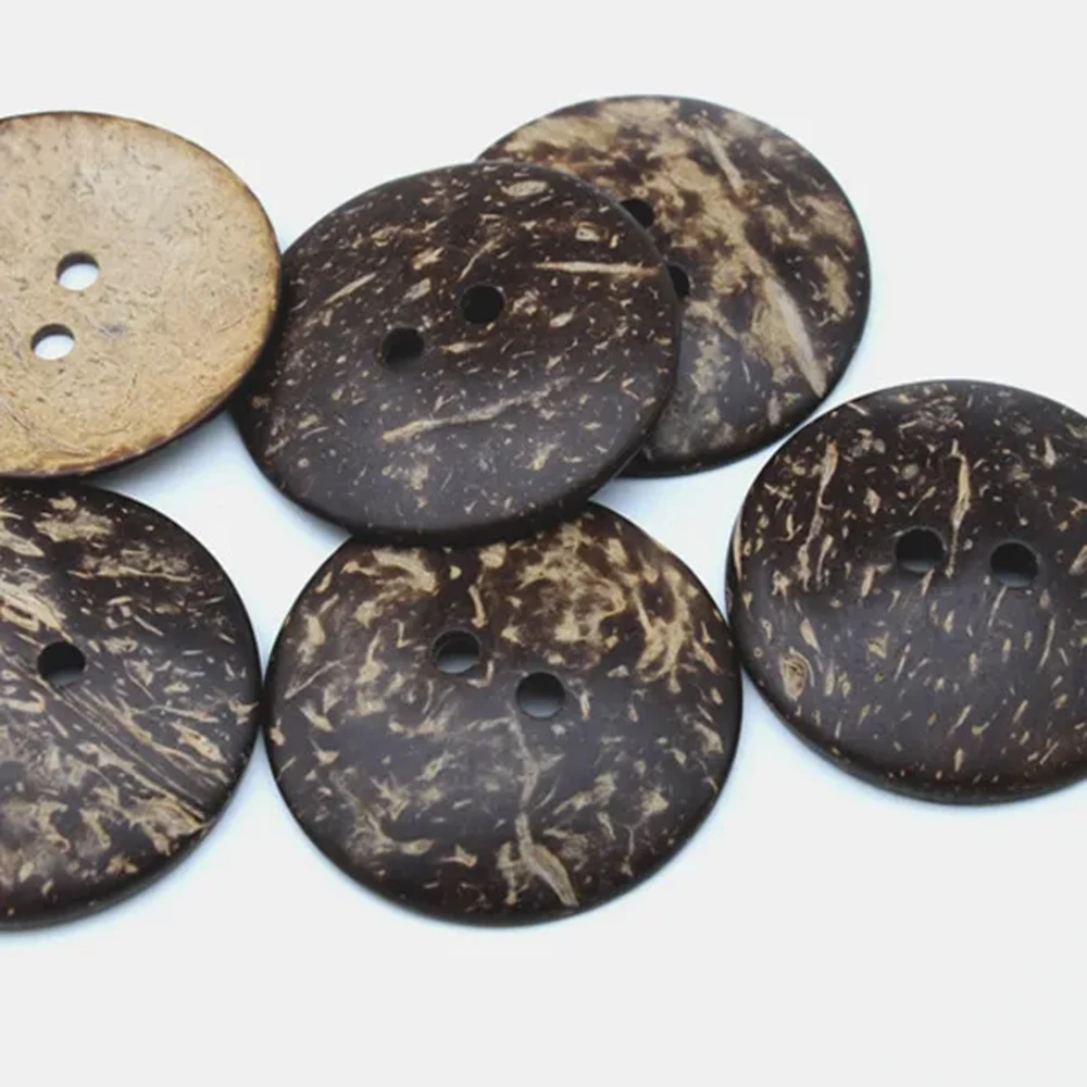 30pcs/lot 50mm 2 Inch Big Natural coconut buttons 2-hole round sewing dark brown color free shipping COCO001 4