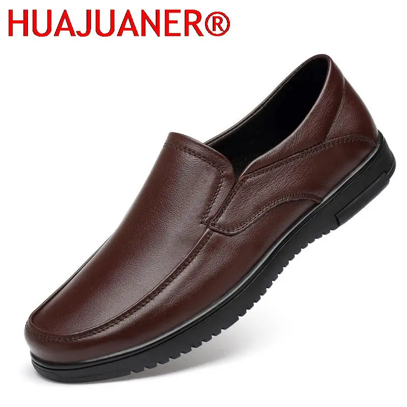 

Mans Casual Shoes Slip on 2023 Spring Summer Mens Shoes Brand Genuine Leather Luxury Loafers Men Business Male Soft Boat Flats