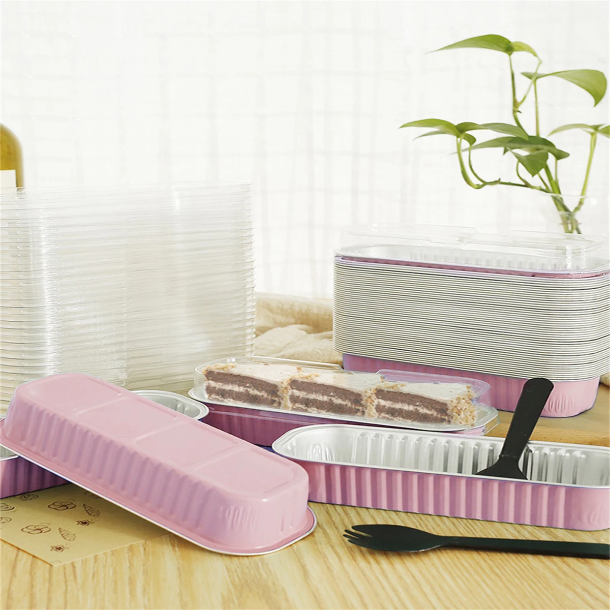 50 Piece Set Mini Loaf Pans with Lids and Spoons 6