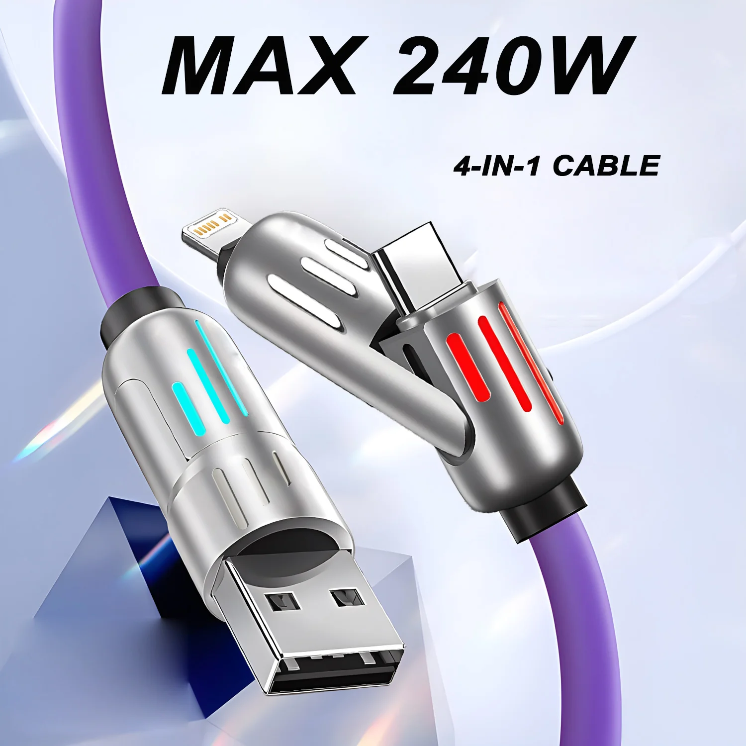 รูปสินค้า สายชาร์จ USB-C 240W รองรับ PD ชาร์จเร็ว 4 ฟังก์ชั่น 1 สาย