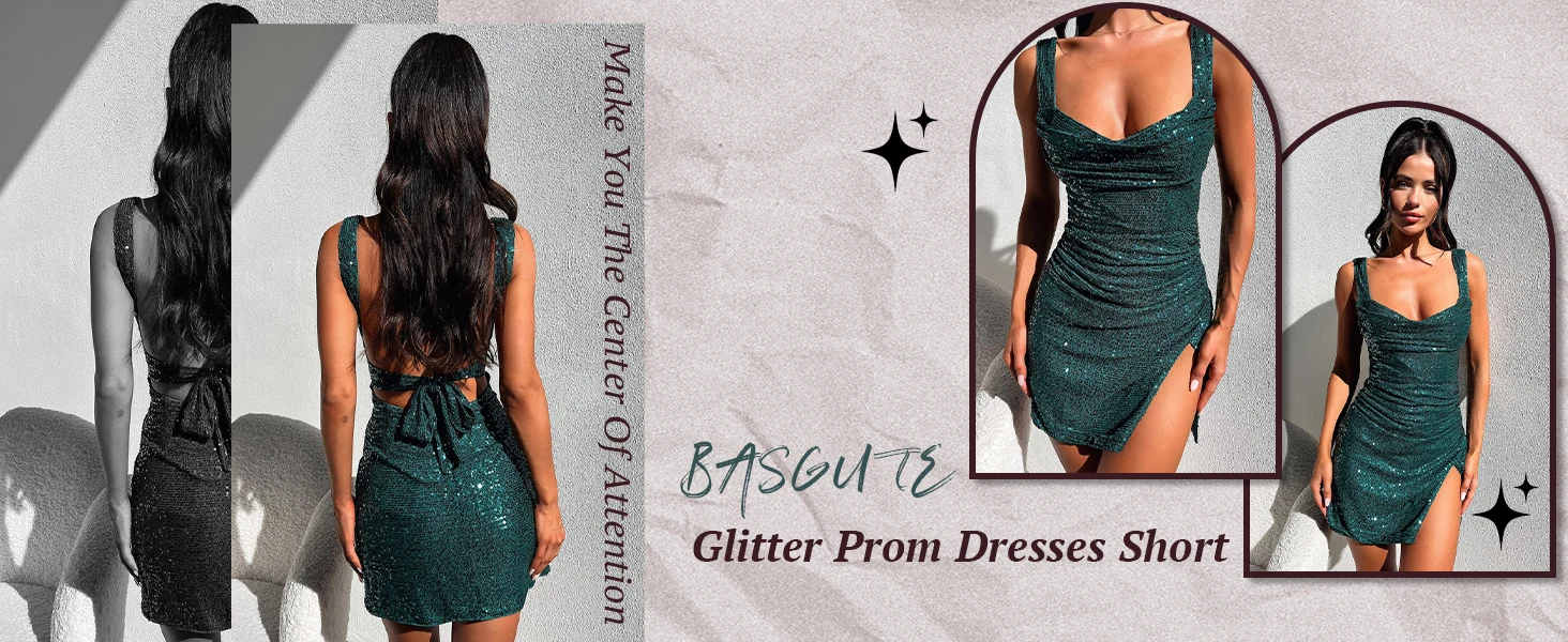 Vestidos de fiesta cortos con lentejuelas brillantes para adolescentes 2024, sexys, ajustados, con abertura y espalda descubierta, formales para baile de graduación