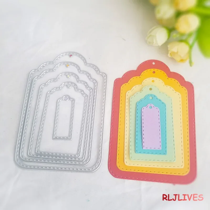 RLJLIVES Rahmenetiketten, Metall-Stanzformen, Schablonen für DIY Scrapbooking/Fotoalbum, dekorative Prägung, DIY-Papierkarten, 8,1 x 12,1 cm