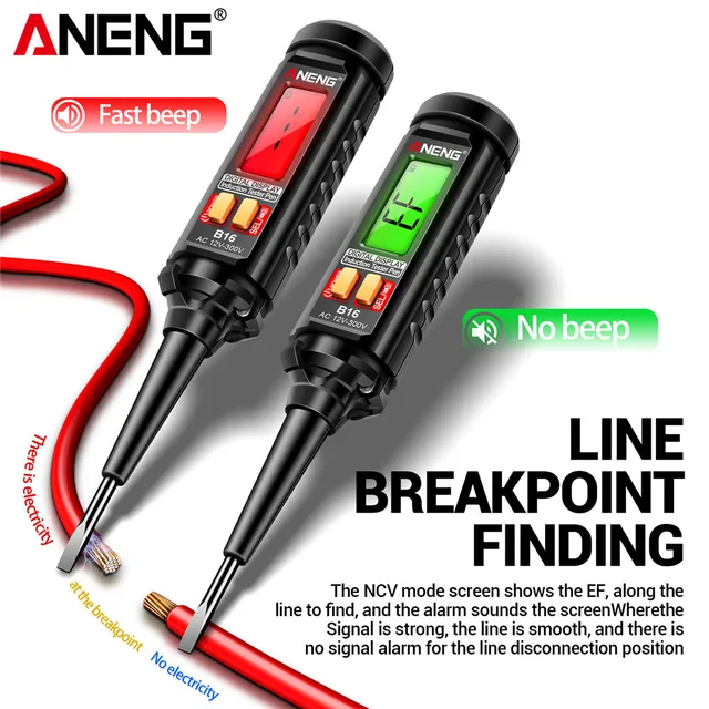 ANENG B16 Lntelligent Sensing Digital Measuring Pen Non-Contact 12V-300V Voltage Detector NCV Voltage Probing Tester Meter Tools - Image 3