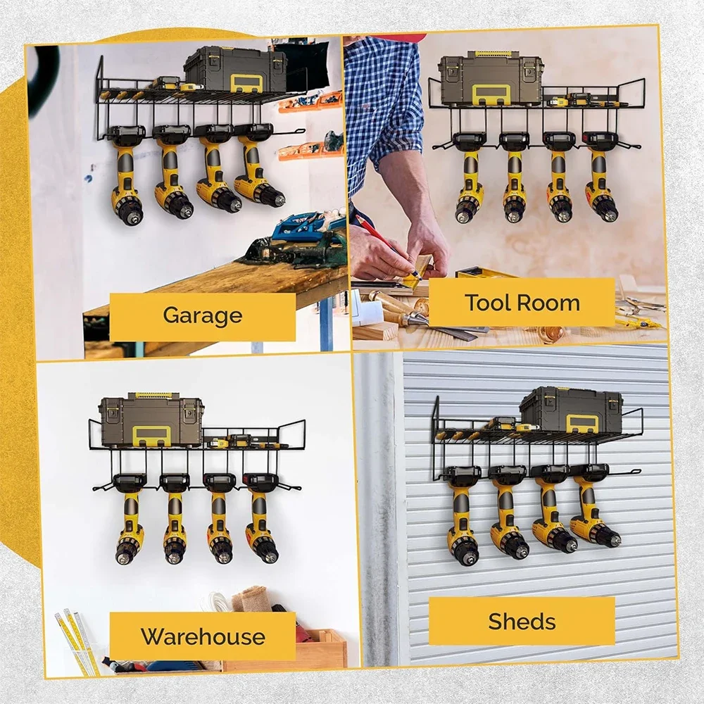 Heavy Duty Iron Tool Storage Wall Mount Power Tool Drill Rack Wrench Screwdriver Organizer FOR Workshop Garage Rack