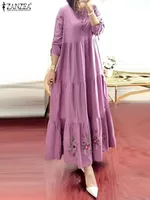 Elegant Floral Printed Muslim Dress Female Fashion Abaya Kaftan 2