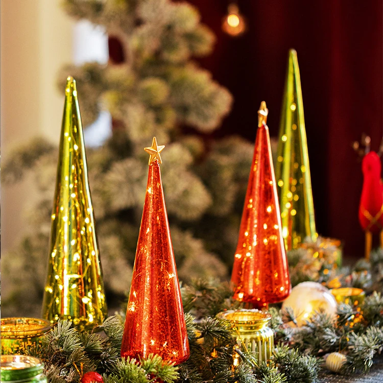 Glass Christmas Tree Star Tower Colorful Desktop Luminous Decoration Net Red Night Light_voghion.com