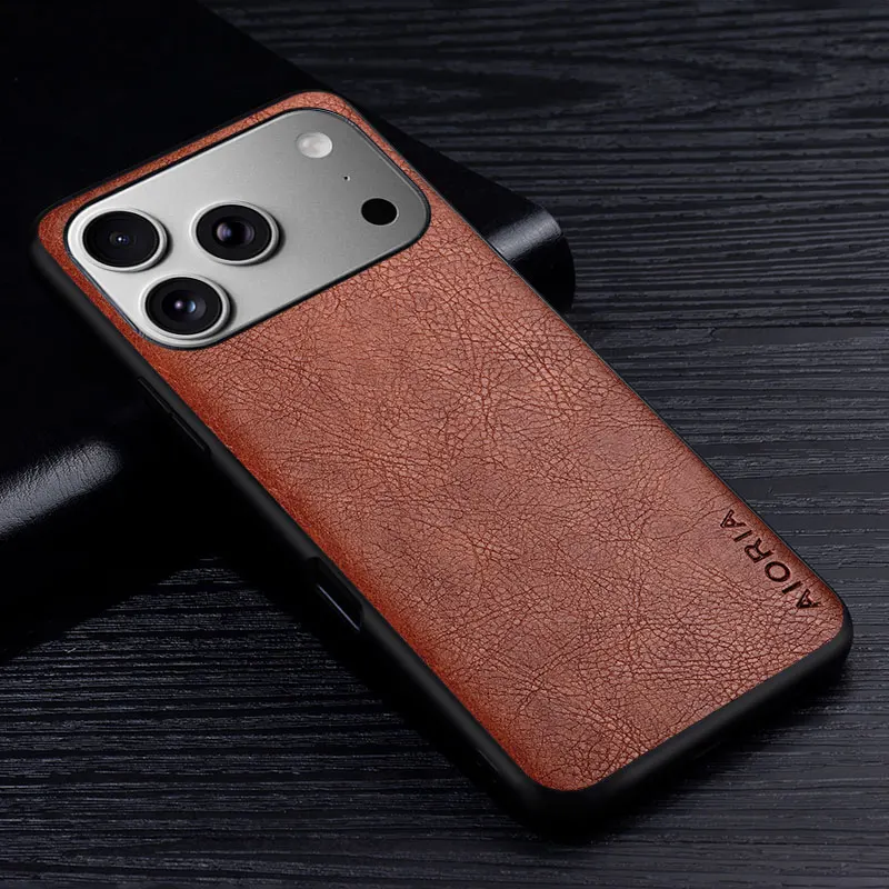 Luxury Leather Business Style Retro Litchi Pattern Phone Case