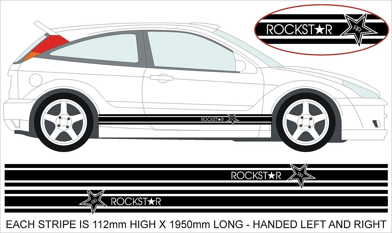 

For 1Set/2pcs Universal Rockstar Energy Car Side Stripe Decals-Type A styling