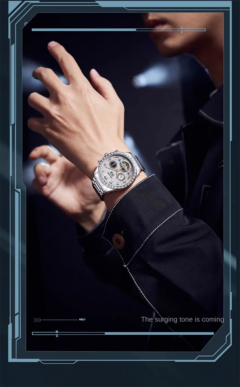 AILANG Orologio da polso di lusso Tourbillon luminoso impermeabile con data Orologio da uomo in acciaio inossidabile Orologi meccanici automatici da uomo Reloj_voghion.com