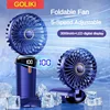 3000mAh Handheld Mini Fan Foldable Portable Neck Hanging Fans 5 Speed USB Rechargeable Fan with Phone Stand and Display Screen 1