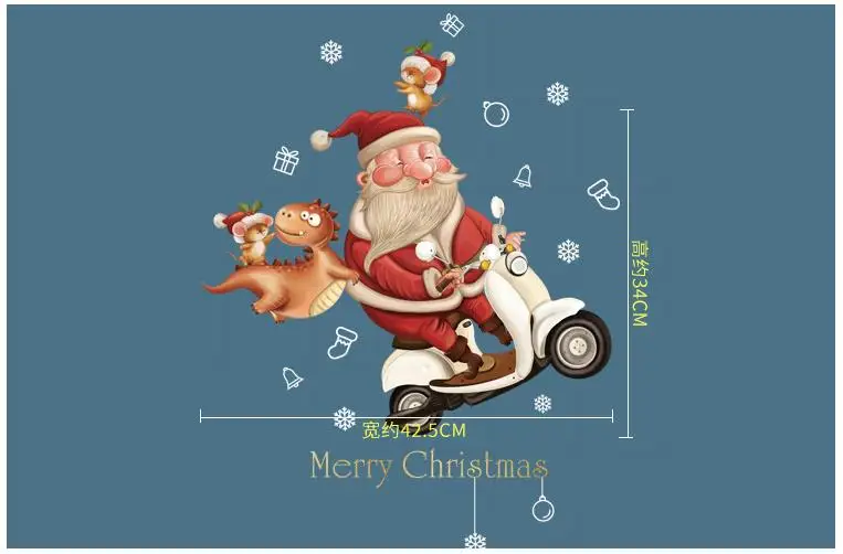 New Christmas Decoration Window Stickers Santa Gifts Merry Christmas Mirror Sticker Xmas Tree Window Glass Sticker New Year 2023