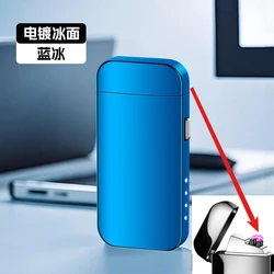 Windproof Rechargeable Electric Arc Lighter with LED Display and Touch Sensor (Blue Ice Arc)