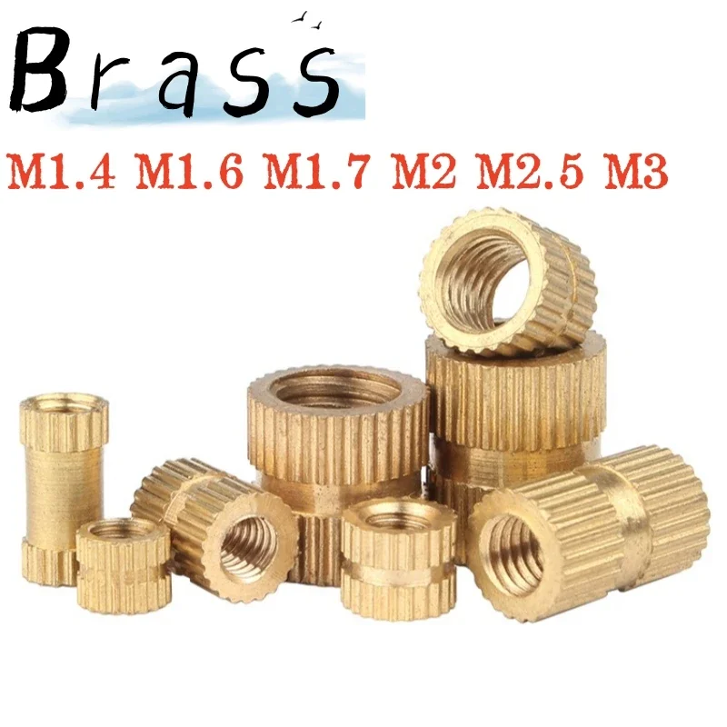 

50-100pcs M1.4 M1.6 M1.7 M2 M2.5 M3 Brass Copper Knurl Thread Nut Copper Insert Double Pass Copper Nut Nut Embedded Fastener